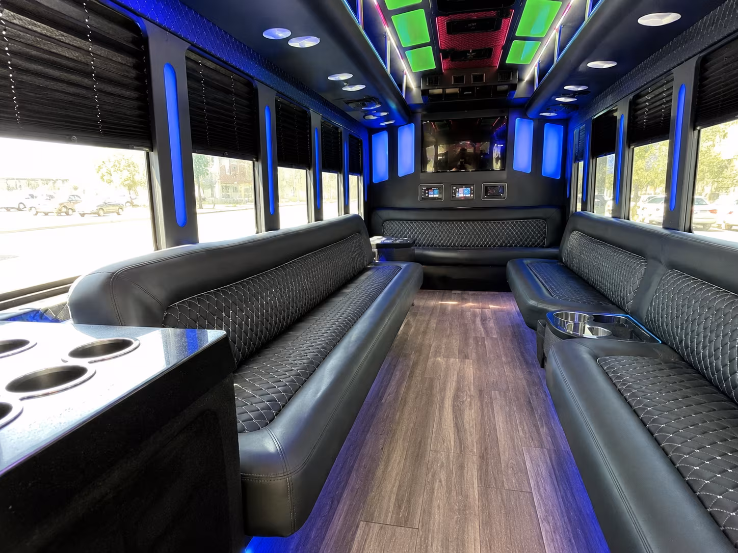 virginia beach 15 passenger party bus inside
