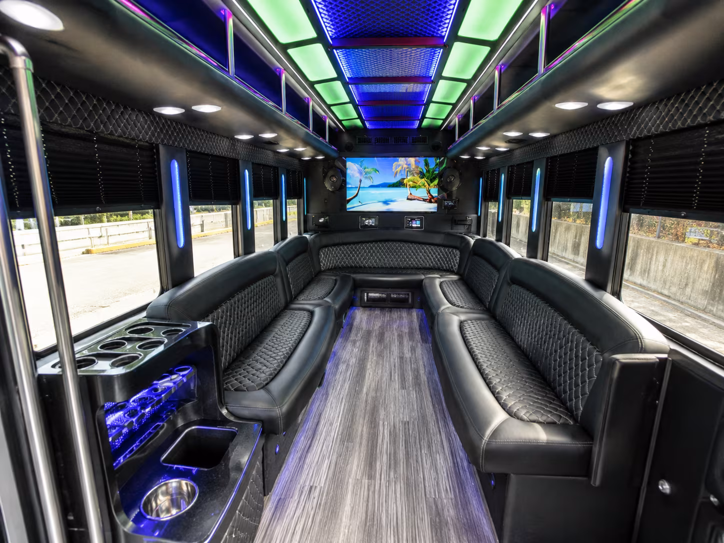 virginia beach 18 passenger party bus inside