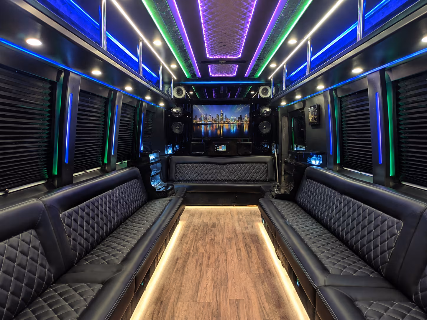 virginia beach 25 passenger party bus interior